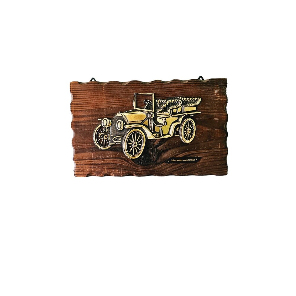 Vintage Mercedes Mod. 1903 Wall Decor, Wood & Brass Car Hanging